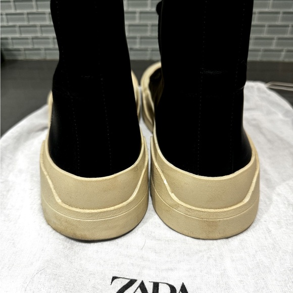 Zara Mens Black High Tops Size 12 - Picture 3 of 6